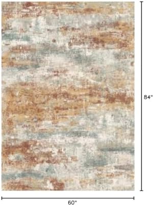 BEIMO 5x7 Area Rug for Bedroom, Orange Green Washable Abstract Non Slip Rug
