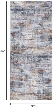 IOHOUZE Abstract Runner Rug 3x7 Ft Washable Runners for Hallways, Non Slip Kitchen Runner Printed Faux Wool Entryway Runner Indoor, Modern Abstract Floor Carpet for Hall Kitchen Bedroom, Orange Grey