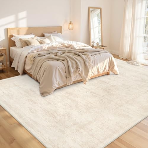 Area Rugs 9x12 Living Room: Bedroom Washable Carpet Retro Beige