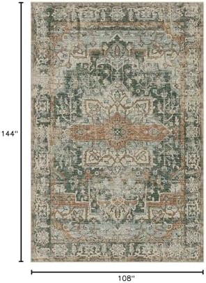 Rugxara 9x12 Area Rugs for Living Room Large Washable Rug, Green/Brown