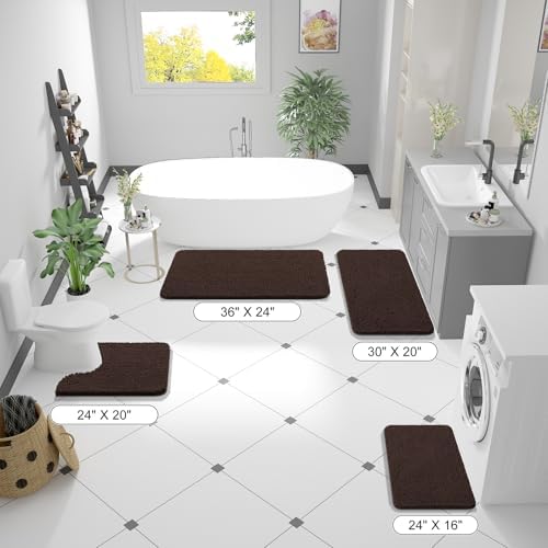 OLANLY Large Bathroom Rugs 59x35, Extra Soft Absorbent Chenille Bath Rugs
