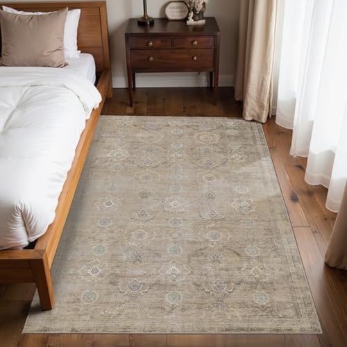 Rugxara Beige 4x6 Area Rug Washable Rug for Living Room Bedroom Office