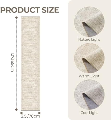 2'6 x 12' Runner Rug Non Slip,Washable Kitchen Rugs,Beige