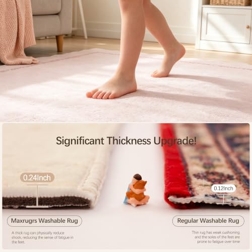 Light Pink 5x7 Washable Area Rugs for Living Room,Bedroom,Dining Room,Dorm
