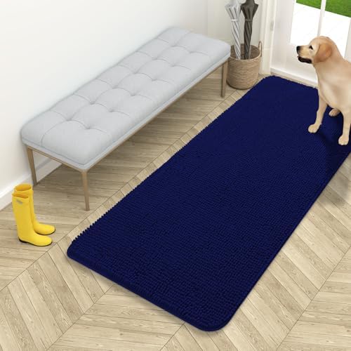 OLANLY Dog Door Mat for Muddy Paws 54x24, Super Absorbent Chenille Mud Mat