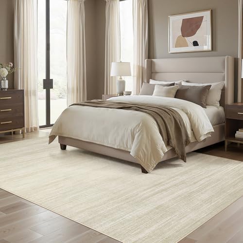 UERMEI 5x7 Washable Area Rug - Neutral Modern Abstract Living Room Rugs, Non-Slip Soft Large Indoor Floor Carpet for Bedroom Home Office & Under Dining Table Decor, Brown/Beige