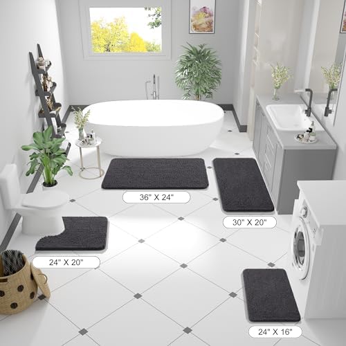 OLANLY Large Bathroom Rugs 59x35, Extra Soft Absorbent Chenille Bath Rugs