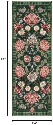 GarveeHome Forest Green Floral Botanical 2x6 Washable Kitchen Runner Rugs Non Slip Vintage Boho Cottage Long Rug for Hallways Bedroom Entryway Bathroom Mat with Rubber Back