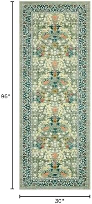 GarveeHome Floral Hallway Runner Rug, 2.5x8 Kitchen Runner Rugs, Washable Non Slip Entryway Rugs Indoor, Ultra-Thin Stain Resistant Carpet Floor Mat for Laundry Room, Sage Green