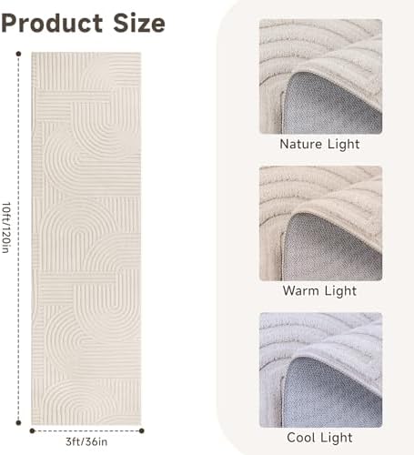 Pauwer 3x10 Area Rugs for Living Room, Modern Non Slip Washable Rug, Beige