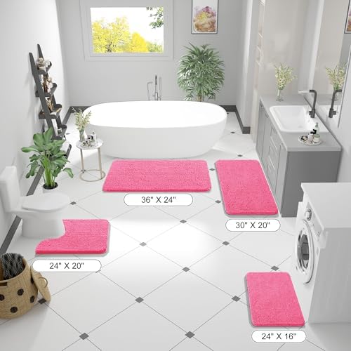 OLANLY Large Bathroom Rugs 70x46, Extra Soft Absorbent Chenille Bath Rugs