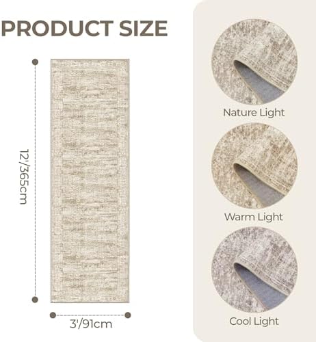 3x12 Runner Rug Non Slip,Washable Hallway Runner Rug,Brown