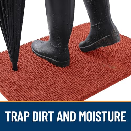 OLANLY Dog Door Mat for Muddy Paws 44x24, Super Absorbent Chenille Mud Mat