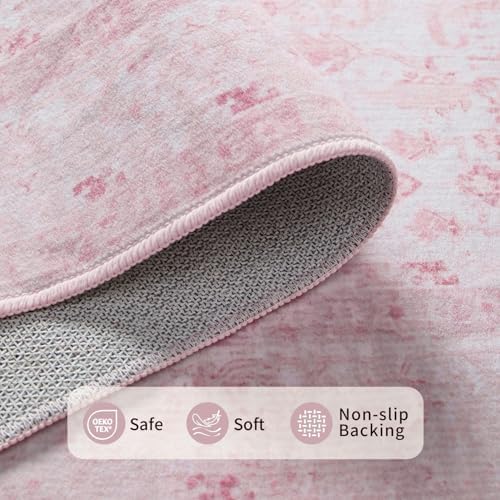 Rugxara 2x3 Entryway Rug Door Mat, Washable Samll Rug, Non Slip, Pink