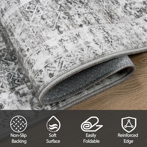 Aelenmu 9x12 Area Rugs for Living Room Washable Bedroom Dining Room Grey
