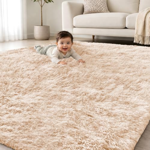 Smiry Area Rugs for Living Room Bedroom 9x12 ft, Fluffy Washable Carpet