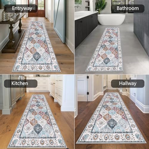 HEBE Hallway Runner Rug 2'8''x8', Washable Non Slip Kitchen Rug Runner