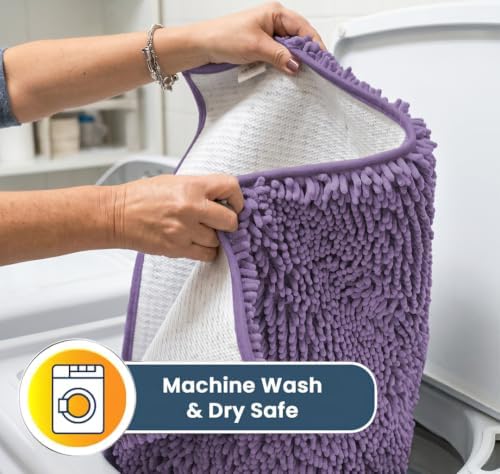 Muddy Mat® | Super Water Absorbent Door Mat Indoor, Microfiber Quick Dry Chenille Entryway Rug, Slip Resistant Front Door Mat, Indoor Mats for Entryway, Machine Washable Pet Rug, Lavender 20" x 33"