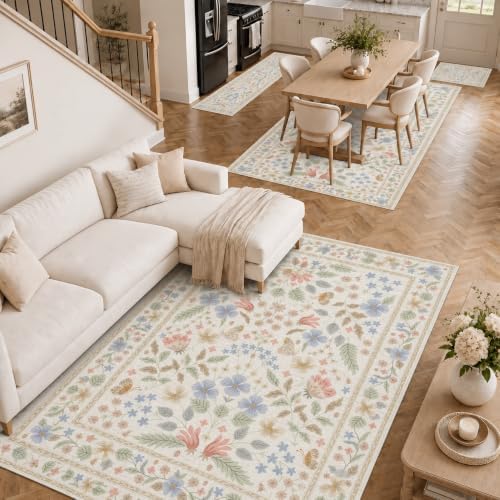 8x10 Washable Area Rug Vintage Soft Non Slip Living Room Bedroom