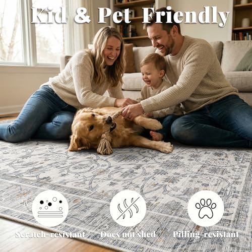 Machine Washable Rugs for Living Room: 8x10 Area Rugs for Bedroom