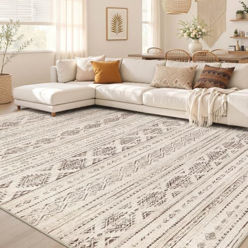 Nakagishi Boho 5x8 Area Rug Living Room Rugs Machine Washable Dark Brown
