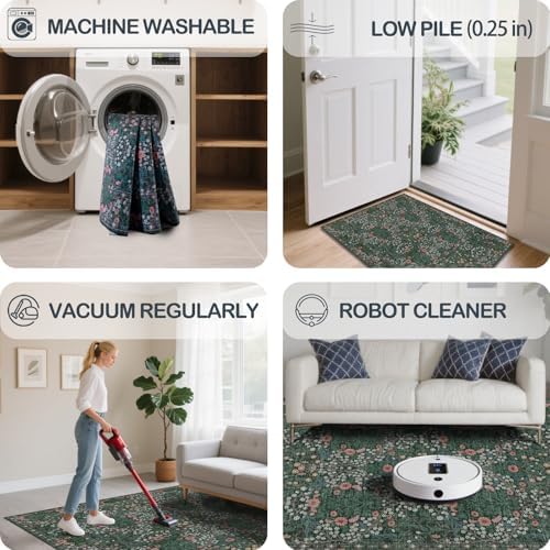 Washable 2' x 6' Runners for Hallways Soft Carpet (Green)