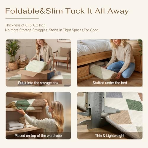PureCozy 2x3 Washable Area Rug Entryway Colorful Non Slip Checkered Doormat