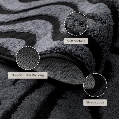 YIHOUSE Zebra Hallway Runner Rugs 2x8: Grey Washable Bathroom Rug