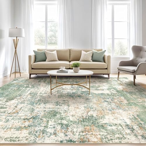 LOONGRUG 9x12 Area Rug Washable Large Neutral Modern Living Room Rugs