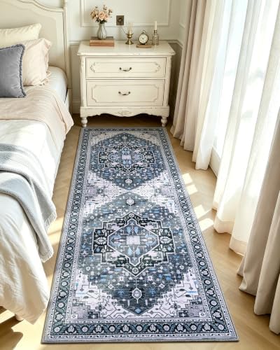 Macgace Washable Vintage Area Rug for Kitchen, 2x6 Black Runner Rugs