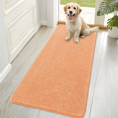 OLANLY Dog Door Mat for Muddy Paws 70x32, Super Absorbent Chenille Mud Mat