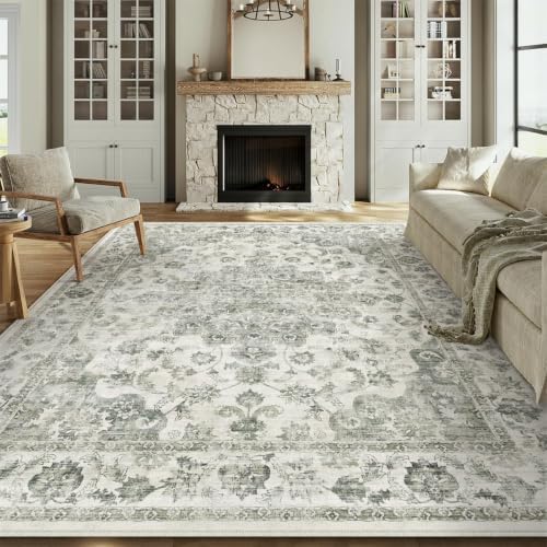 10x12Green Neutral Area Rug