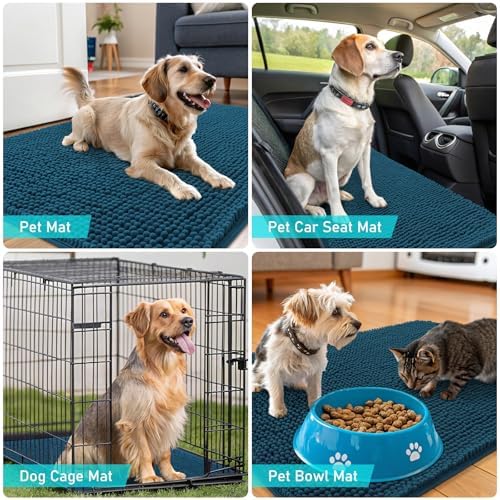 OLANLY Dog Door Mat for Muddy Paws 34x21, Super Absorbent Chenille Mud Mat