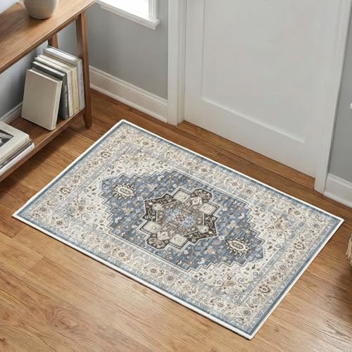 2x3 Area Rug Washable Vintage: Non Slip Throw Rugs for Entryway