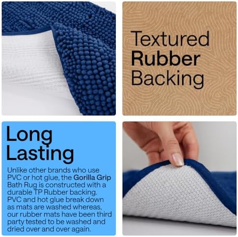 GORILLA GRIP Bath Rug Mat for Bathroom, Absorbent Chenille 44x26 Royal Blue