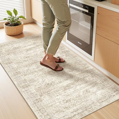 2x4 Rug Runners for Hallways Non Slip,Beige