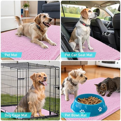 OLANLY Dog Door Mat for Muddy Paws 44x32, Super Absorbent Chenille Mud Mat