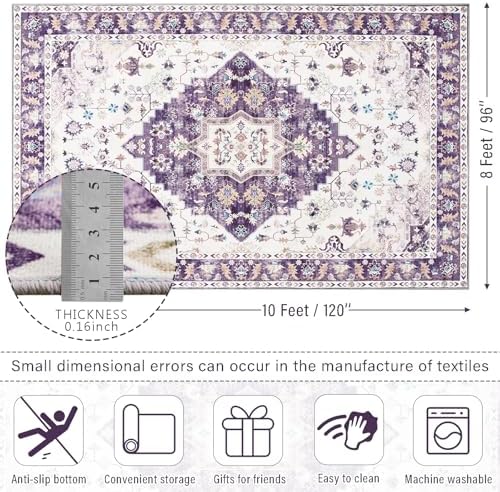 Amearea Vintage Design Area Rugs for Living Room, 8x10 Purple Bedroom Rug