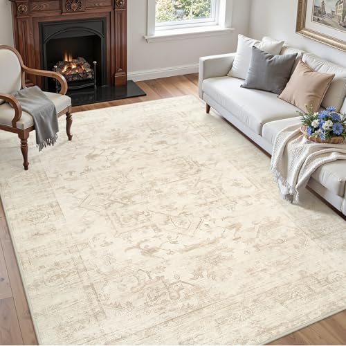 6x9 Area Rugs Living Room: Bedroom Washable Carpet Beige/Brown