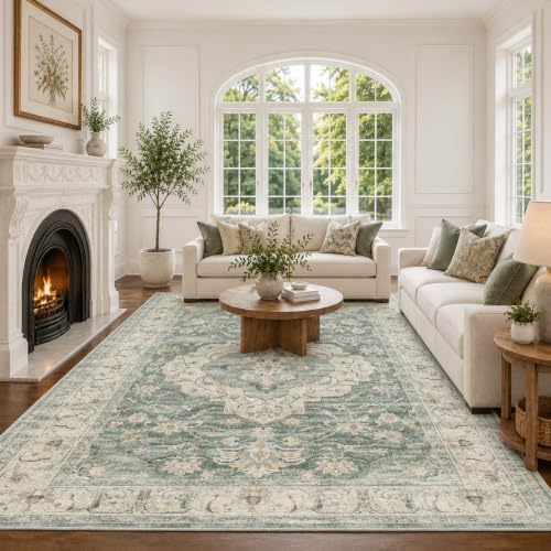 10x12 Washable Area Rug Vintage Soft Non Slip Living Room Bedroom