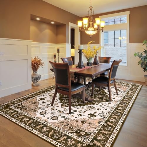 Amearea Vintage Design Area Rugs for Living Room, 4x6 Brown Bedroom Rug