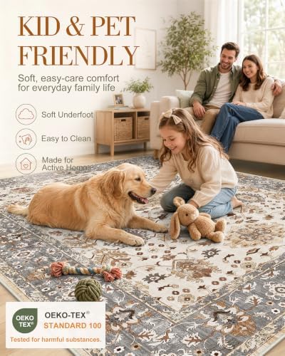 OLANLY 5x7 Washable Area Rug, Soft Non Slip Carpet for Bedroom Living Room