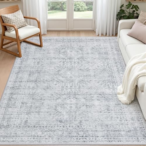 3x5 Area Rugs Living Room: Bedroom Neutral Washable Carpet Gray