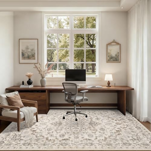10x14 Area Rugs Living Room: Washable Rug for Bedroom Brown Beige