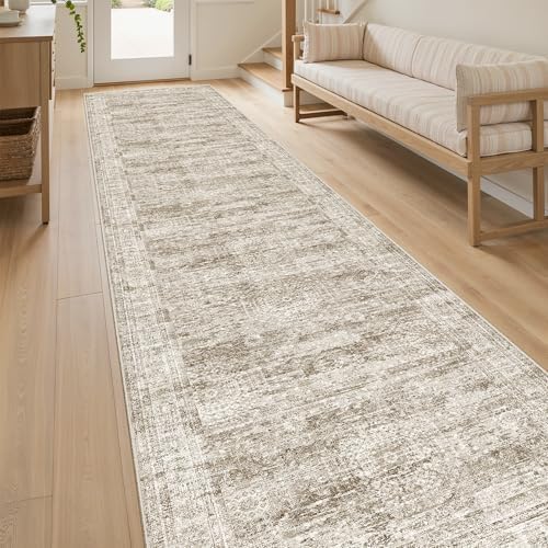 Soalmost Hallway Runner Rug 2'6"x10' Non-Slip Runners for Kitchen Brown