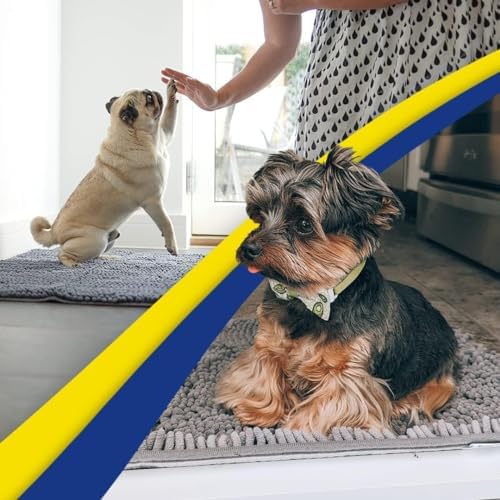 Muddy Mat® | Super Water Absorbent Door Mat Indoor, Microfiber Quick Dry Chenille Entryway Rug, Slip Resistant Front Door Mat, Indoor Mats for Entryway, Machine Washable Pet Rug, Grey XXXL 72"X48"