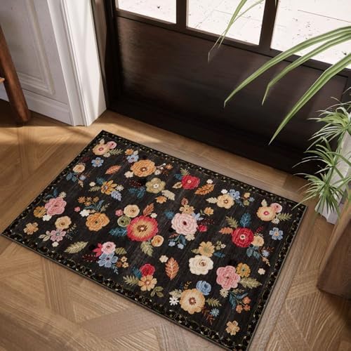 2x3 Washable Entryway Area Rug: Small Rug Non Slip Door Mat Indoor Entrance