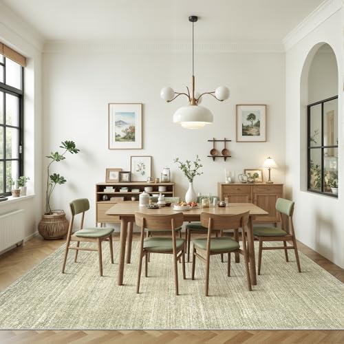 Valenrug 9x12 Area Rug Non Slip, Large Washable Rugs for Living Room Green
