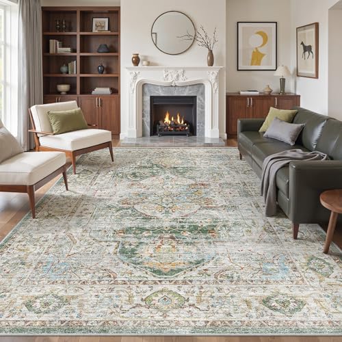 befbee 9x12 Area Rugs for Living Room, Washable Vintage Non Slip Rug