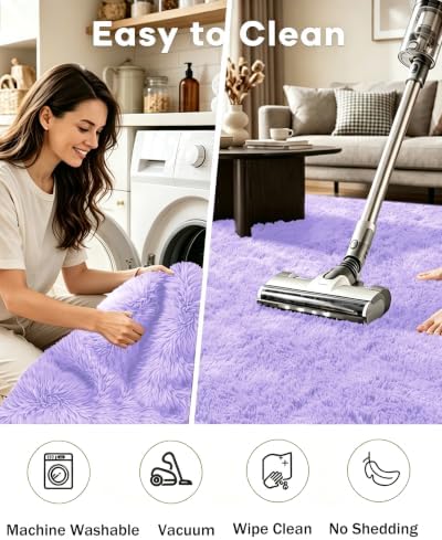 Smiry Area Rugs for Living Room Bedroom 2x6 ft, Fluffy Washable Carpet